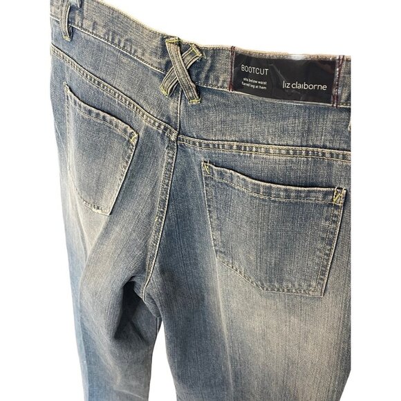 Vintage 90s Y2K Mid Rise Floral Embroidered Bootcut Jeans Sz 10P - Picture 4 of 12